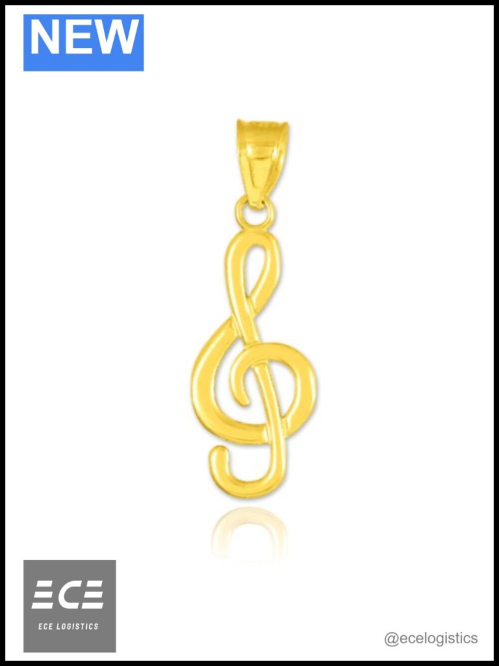 14k Gold Treble Clef Pendant Lobster Clasp Solid Gold